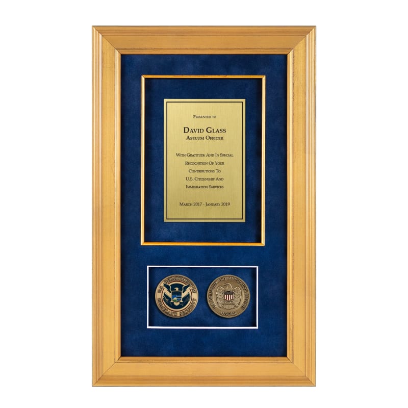 Recognition Shadow Box (Gold) w/ Coins (USCIS)