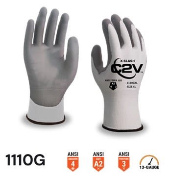 Cut Resistant Glove, C2V 1110G X-Slash, A2, PU Palm
