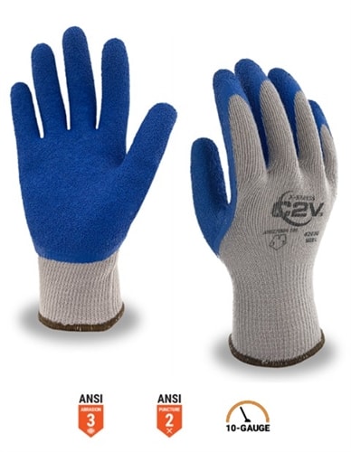 C2V Polyester Gloves, Crinkle Latex Palm, 4203G