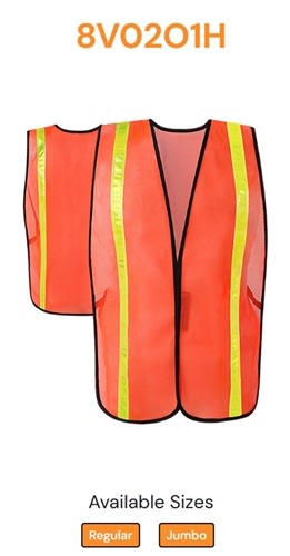 C2V Non-Rated Safety Vest, Orange, Economic 8V02O1H