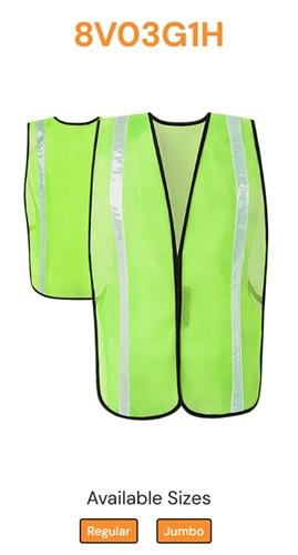 C2V Non-Rated Safety Vest, Lime, Economic 8V03G1H