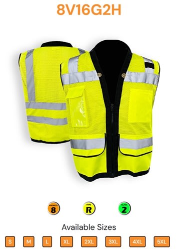 C2V Heavy Duty Surveyor Safety Vest, Lime 8V16G2H