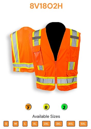 C2V Surveyor Safety Vest, Orange 8V18O2H