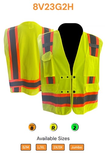 C2V Breakaway Safety Vest, Lime 8V23G2H