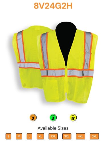 C2V Safety Vest, Lime, Mesh, Two-Tone, 8V24G2H