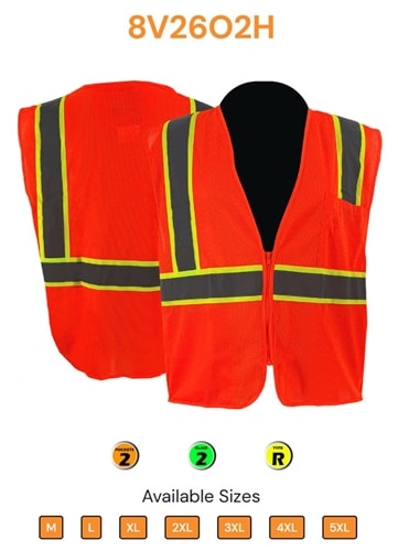C2V Self-Extinguishing Safety Vest, Orange 8V26O2H