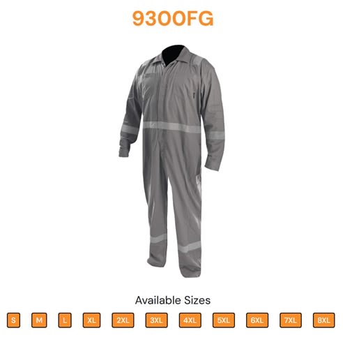 C2V FR Coverall, Gray, NFPA 2112/CAT 2, 9300FG