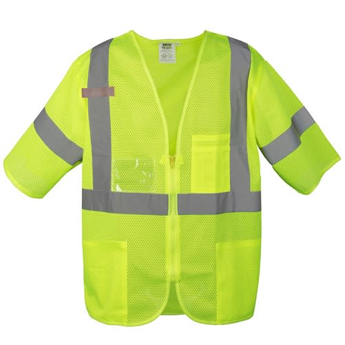 Cordova Class 3 Safety Vest, Lime, Mesh, Zipper V3001