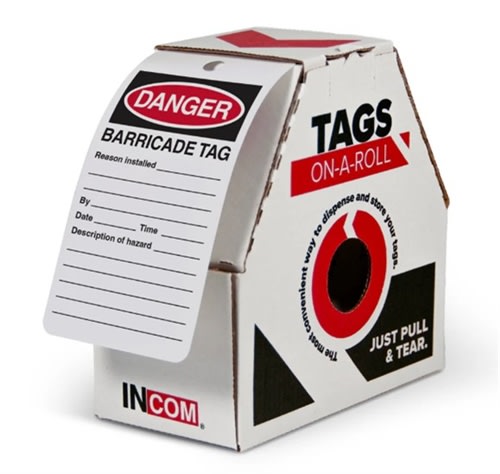 Incom Danger Barricade Safety Tags, 100 Tags RT1125C