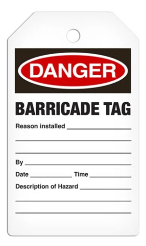 Incom Danger Barricade Safety Tags, Grommets, 25 tags/pkg, TG1116RP
