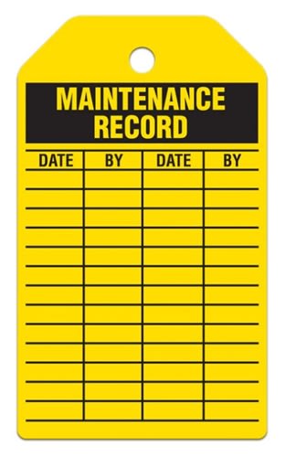 Incom Maintenance Record Tags, 25/pkg, TG8021PT