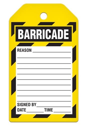 Incom Barricade Safety Tag, 3/8" Plain Hole, TG8030PT