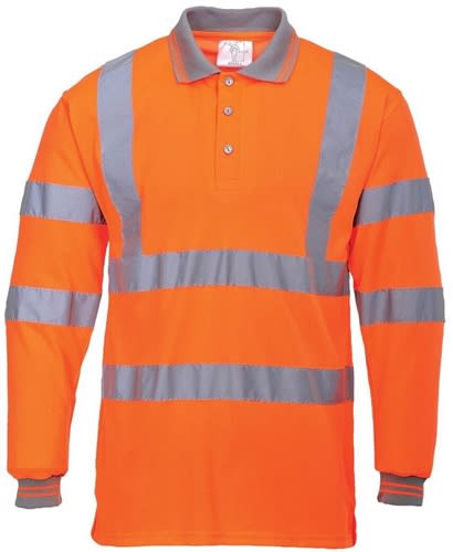 Portwest Long Sleeve Polo Shirt, Class 2 Hi-Vis, S277