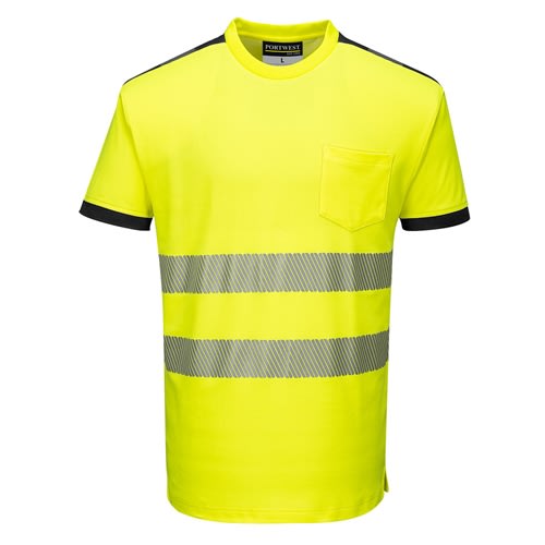 Portwest Hi-Vis Class 2 Cotton T-Shirt, Yellow/Black T181