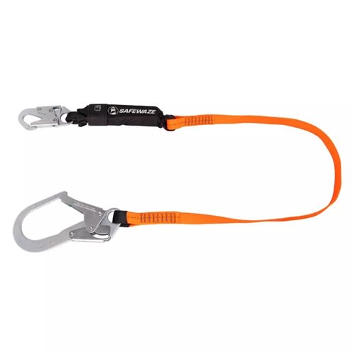 SafeWaze 6 Ft Shock Absorbing Lanyard, Rebar Hook FS88565-E