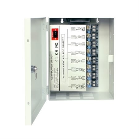 UltraTech 0E-1213A4K8 4K / 8MP 8-Port CCTV Power Supply, 12V DC, 13A