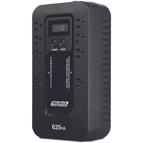 UltraTech 0E-625V8LCD2 650VA/390W Battery Backup Compact UPS with 8 Outlets