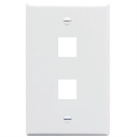 PRO 0E-FP2WH 2-Port Single Gang Faceplate, 2-Pack, White