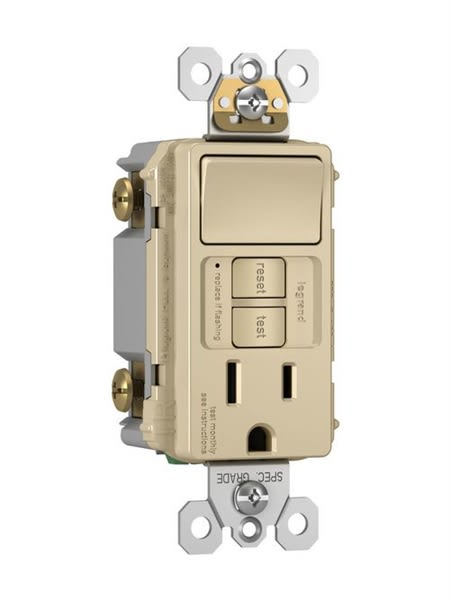 Pass & Seymour 1597SWTTRICCD4 1-Pole Tamper-Resistant Combination GFCI Receptacle And Self-Test Switch 15-Amp 125-Volt N Pass & Seymour 1597SWTTRICCD4 1-Pole Tamper-Resistant Combination GFCI Receptacle And Self-Test Switch 15-Amp 125-Volt N