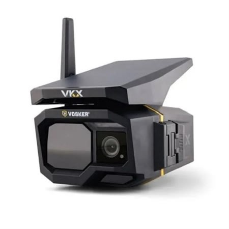 VOSKER VKX-US Wireless Security Camera with Integrated Solar Panel, Black