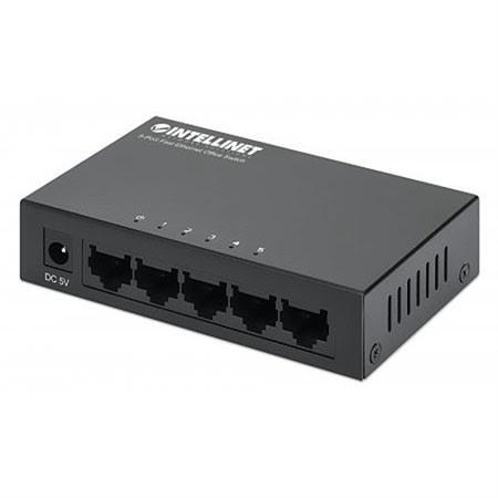 Intellinet 523301 5-Port Fast Ethernet Office Switch, Desktop Size, IEEE 802.3az (Energy Efficient Ethernet), Metal