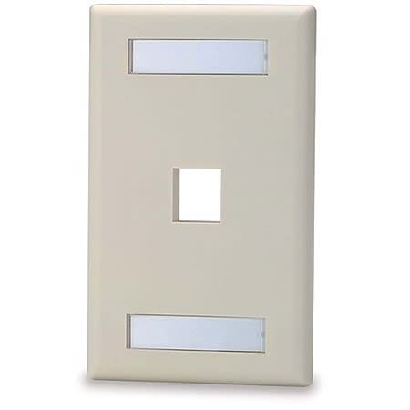 Signamax SKFL-1 1-Port Single-Gang Keystone Faceplate with Labeling Windows Ivory
