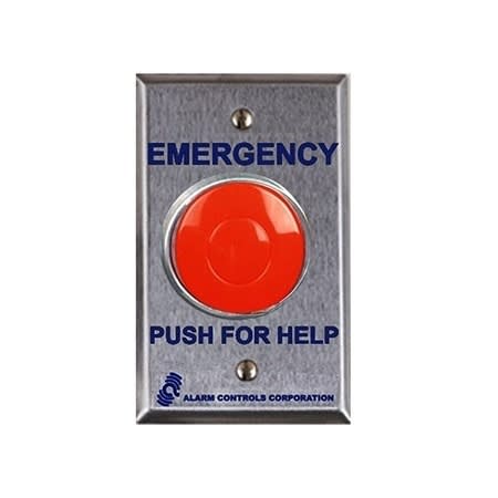 ALARM CONTROLS PBL1 LARGE 1" RED MUSHRM BTN MOUNTED