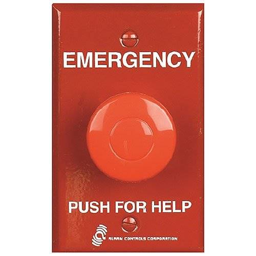 Alarm Controls PBM-1-4-L2-GR PBM Series Momentary Panic Station with 1 N/O Pair and 1 N/C Pair, 12VDC, Guard Ring, Single Gang, Red