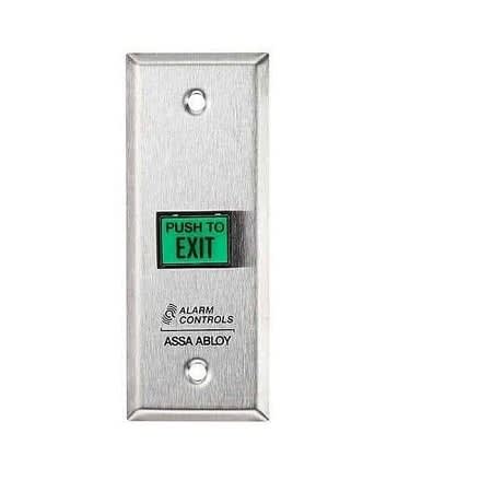 Alarm Controls TS-9 Request to Exit Station, Switch Mounted on Narrow 3/4" Wall Plate, 5/8" 7/8" Rectangular Push Button, 302 Stainless Steel