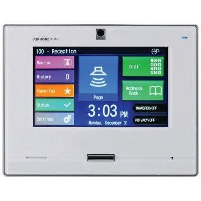 Aiphone IX-MV7-W SIP Compatible IP Video Master Station 7" Touchscreen and Hands-Free, White