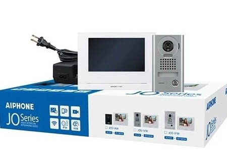 Aiphone JOS-1VW Mobile-Ready Box Set with Flush-Mount Door Station , 7" Video Set (JO-1MDW, JO-1MD, PS-1820UL)