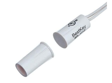 AI NEXT DC1651W 3/4 in. Gap Press Fit Stubby Magnetic Contact with 12 in. Wire Leads, White (3/4 in. x 3/8 in. D)