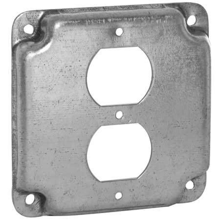 8365N 4" Square Exposed Work Cover, (1) Duplex, 1/2" Raised