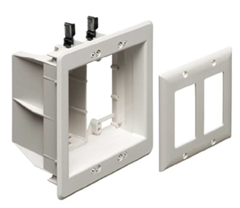 Arlington TVBU505-1 TV Box Recessed Outlet Wall Plate Kit, 2-Gang, White, 1-Pack Arlington TVBU505-1 TV Box Recessed Outlet Wall Plate Kit, 2-Gang, White, 1-Pack