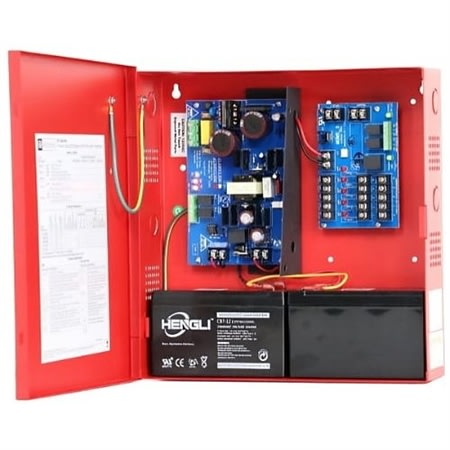 Altronix AL300ULMR Access Power Distribution Module with Power Supply / Charger, 5 PTC Class 2 Outputs, 12/24VDC at 2.5A, FAI, 115VAC, Red BC300 Enclosure