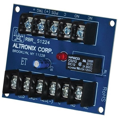 Altronix RBR1224 Toggle Ratchet Relay Module, 12/24VDC, DPDT Contacts at .5A/120VAC or 2A/28VDC Altronix RBR1224 Toggle Ratchet Relay Module, 12/24VDC, DPDT Contacts at .5A/120VAC or 2A/28VDC