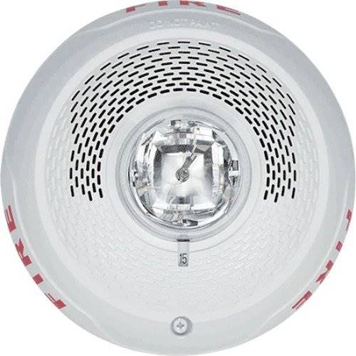 System Sensor SPSCWL Ceiling Mount Speaker Strobe, Clear Lens, White