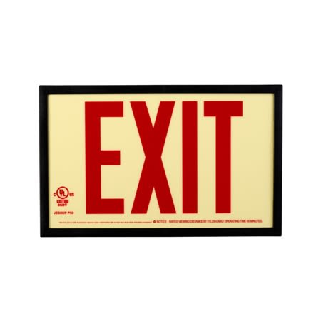 1056877 glo exit sign w frame 75x13 1side wtrd