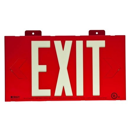 Brady 90885B BradyGlo 8" Height, 15" Width,B-355 Red Color Photoluminescent Exit