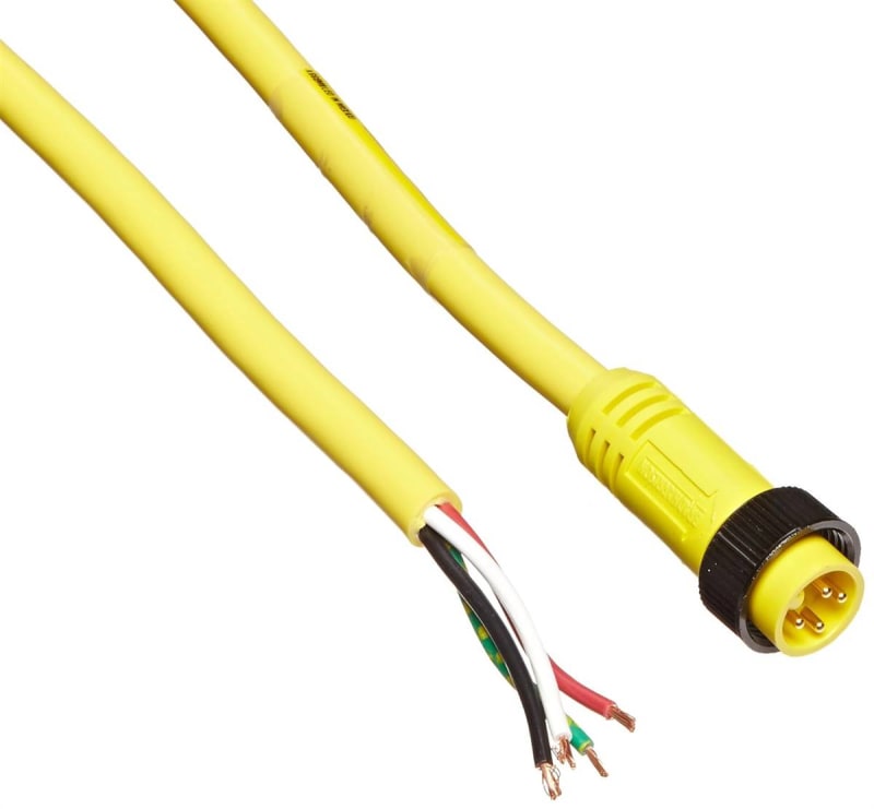 Brad Harrison 104002A01F060 Mini-Change A-Size Single-Ended, Male Straight, 4 Pin, PVC (A01) Jacket, 16AWG Wire Size, 10A Max Current Rating, 600V Max Voltage, 6ft Cable (Pack of 1)