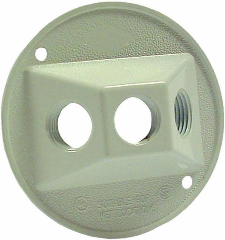 Hubbell-Raco 5197-1 Round Cluster Cover, for Use with Weatherproof Boxes, Die Cast Zinc, Powder Coat
