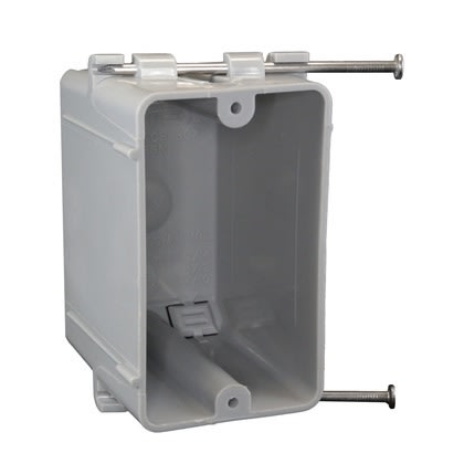 Cantex EZ20SNW Switch Box, Residential Type, Nail-On Box, 1-Gang, PVC