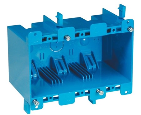 Carlon B355R Switch/Outlet Box, 3-Gang, Depth: 3.69", Ear Brackets, Non-Metallic