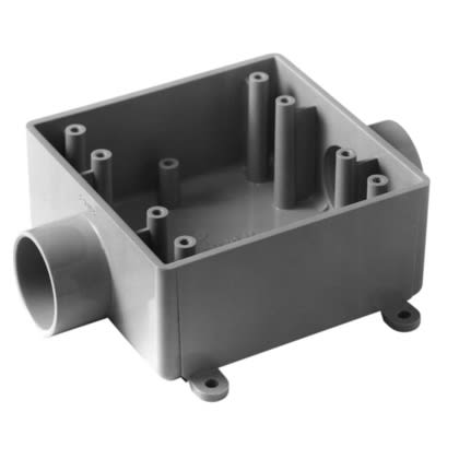 Carlon E9812E Weatherproof Box, 2FSC Type, 2 Gang, (2) 3/4" Outlets, 1.98" Deep, Non-Metallic