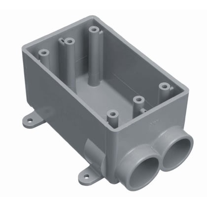 Carlon E982EFN Weatherproof Box, FSS Type, 1 Gang, (2) 3/4" Outlets, 2.42" Deep, Non-Metallic