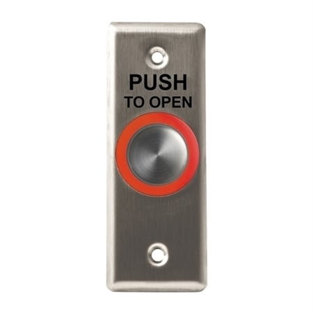 Camden CM-9610/3 Illuminated Piezoelectric Push/Exit Switch, Narrow, Push to Open, Bright Stainless Steel
