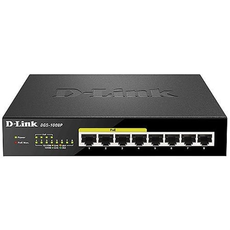 D-Link DGS-1008P 8-Port Gigabit Desktop Switch with PoE Ports, (Replaces DGS-1008G)