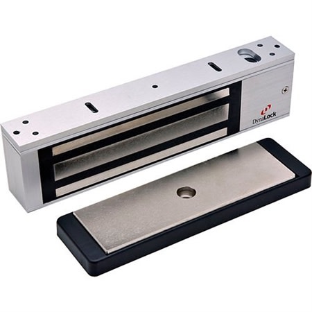 DynaLock 2011-HSM 2000 Series 1200 lb Holding force Single Electromagnetic Lock with Door Status Switch and Dynastat Force Sensor, Satin Aluminum