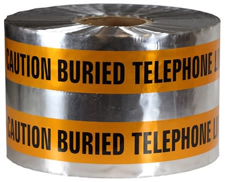 Dottie DU605 Detectable Barricade Tape, "Buried Telephone Line Below", Orange
