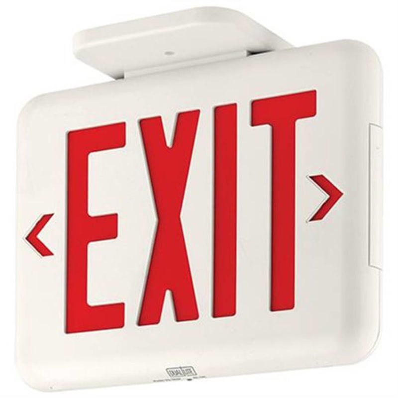 DUAL LITE EVEURWE LED Emergency Exit Sign Single/Doub Face, Red Letter, WHT Hsng